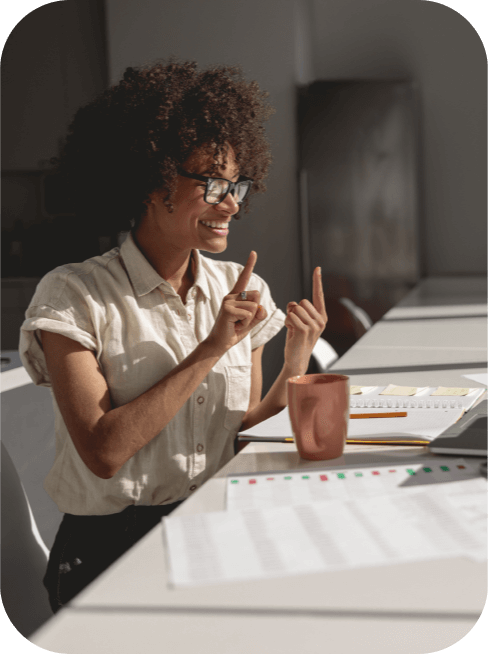 women using sign language in RHA's DHH program